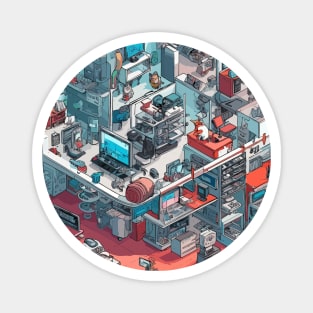 isometric cat office Magnet